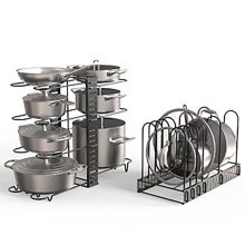 Amazon Hot Sale 14 / 8 / 5 Tiers High Quality Height Adjustable Home Kitchen Pots Pan Organizer Rack